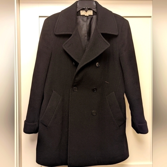 𝅺LARRY Levine Wool and Cashmere Pea Coat size 12 - Picture 1 of 9